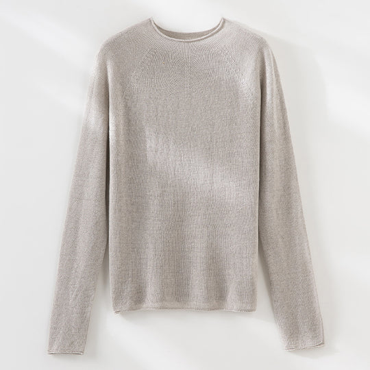 Damen Feiner leichtgewichtiger Rundhals-Feinstrickpullover mit Raglanärmeln Nord Taschen