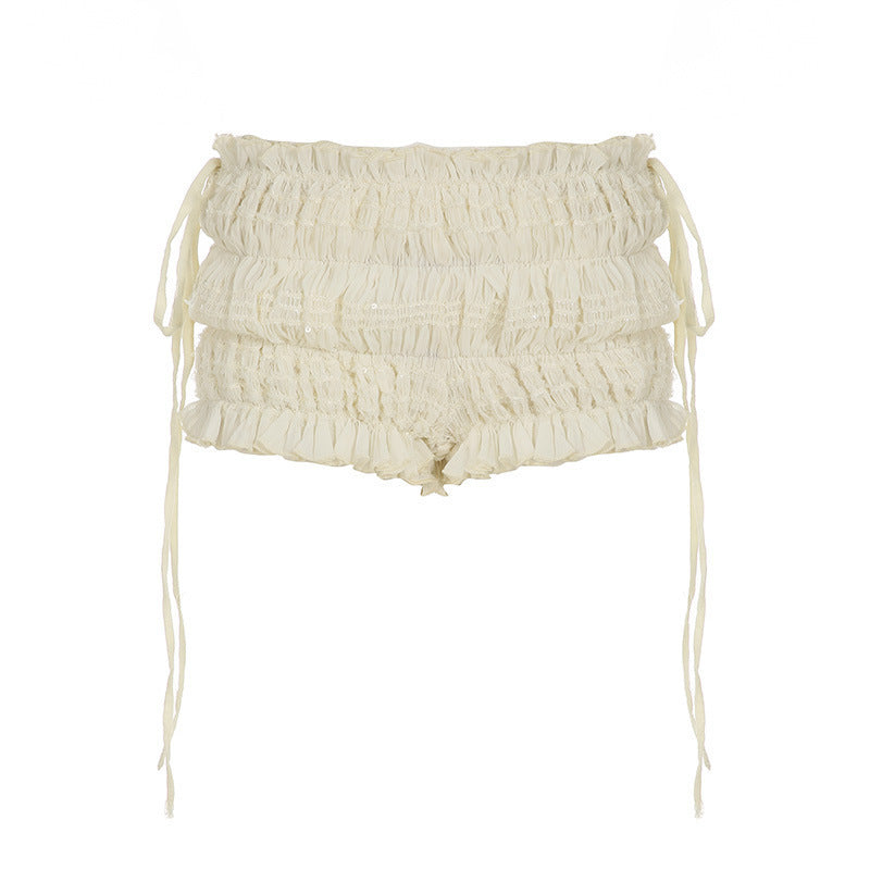 Damen Rüschen-Shorts mit verstellbaren BindNord Taschenändern