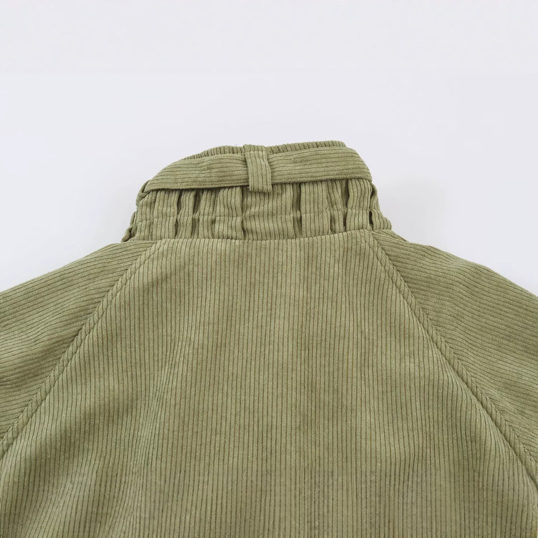 Damen Kord-Fieldjacke mit Taillengürtel und Stehkragen Nord Taschen
