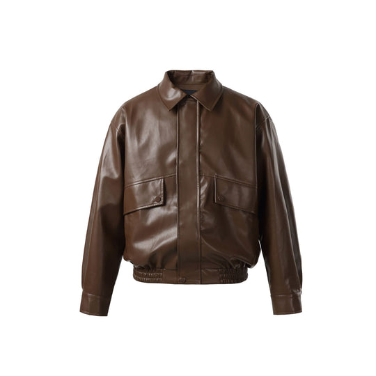 Unisex Kurz geschnittene Kunstleder‑Bomberjacke mit kastigem Boxy‑Schnitt Nord Taschen