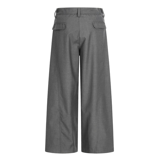 Damen Weite Culotte-Hose mit Bundfalten, hoher Taille und aufgesetzten Taschen Nord Taschen