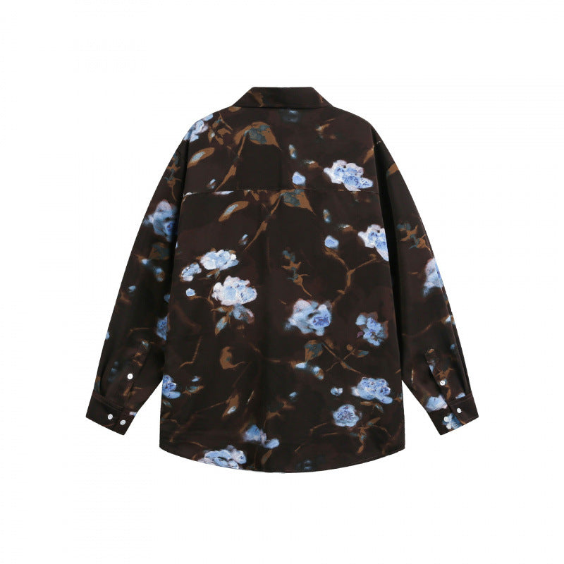 Unisex Oversize Hemd mit floralem Print, kastiger Silhouette und Brusttasche Nord Taschen