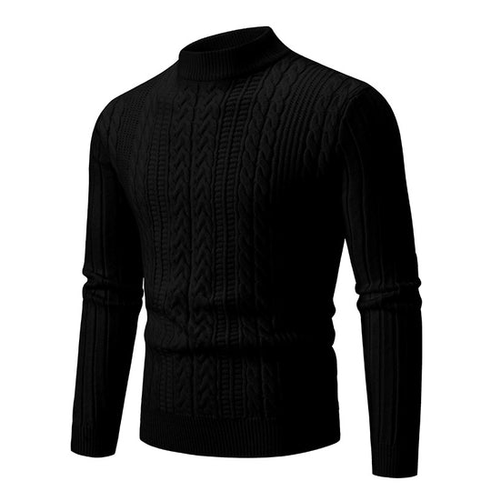 Herren Schmal geschnittener Mockneck-Zopfmusterpullover aus thermoregulierendem Feinstrick Nord Taschen