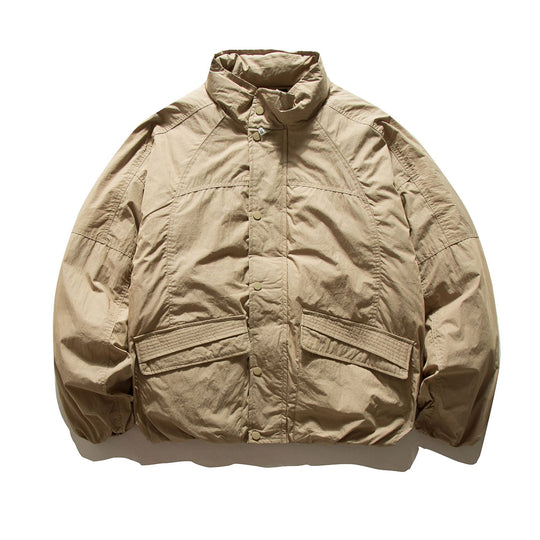 Herren Boxy wattierte Feldjacke mit hohem Stehkragen und Cargo‑Taschen Nord Taschen