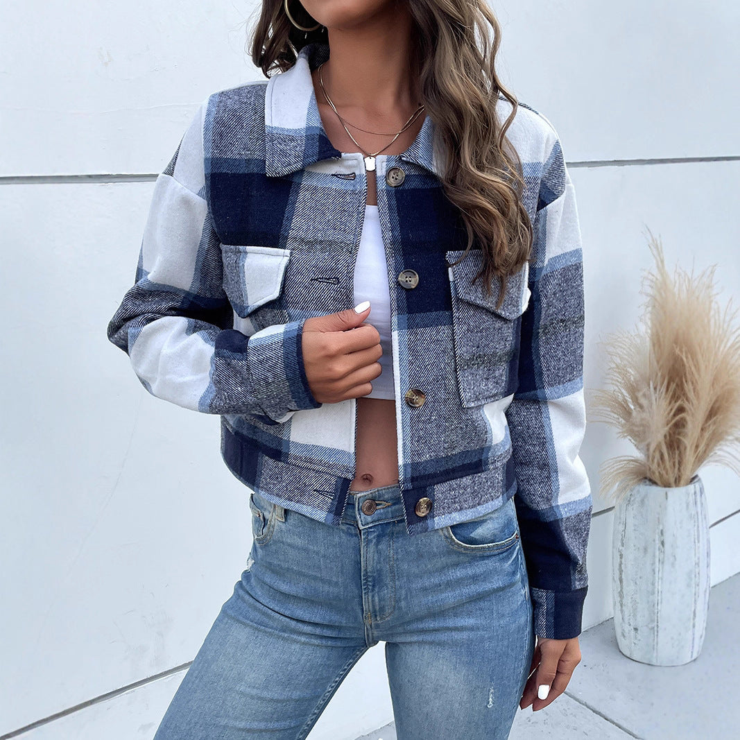 Damen Kariertes Freizeitjacke Nord Taschen
