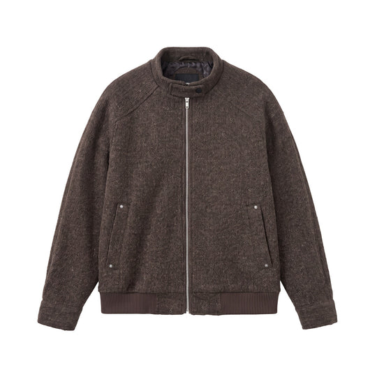 Herren Kurzboxy Wollmix-Bomber mit Stehkragen und Rippsaum Nord Taschen