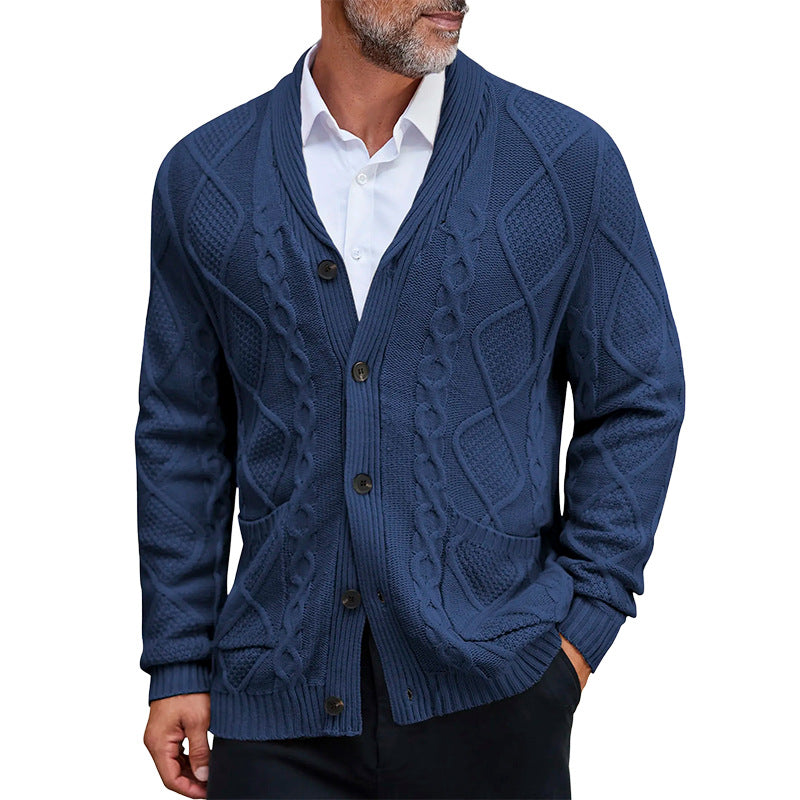 Herren modischer Strickcardigan mit strukturierter Oberfläche und praktischen Taschen Nord Taschen