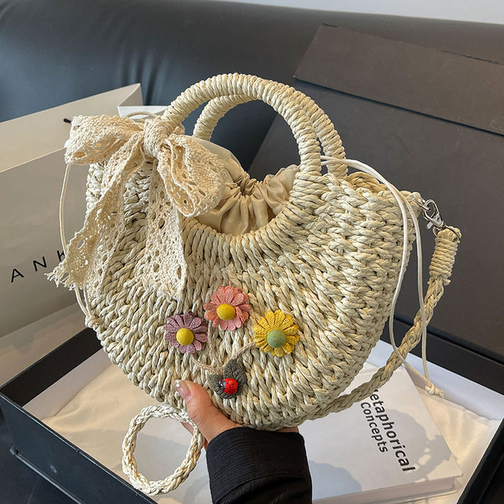 Damen bezaubernde Tragetasche mit floralem Dekor und elegantem Spitzenband Nord Taschen