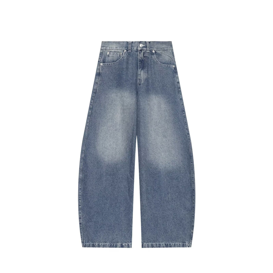 Damen Hochtaillierte Cropped-Jeans mit weitem Bein, Used‑Effekt und klassischen Taschen Nord Taschen