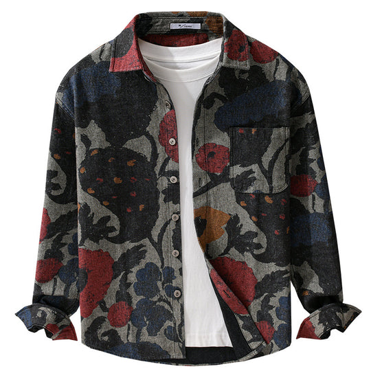 Herren Overshirt aus Flanell mit großfloraler Jacquard-Struktur Nord Taschen
