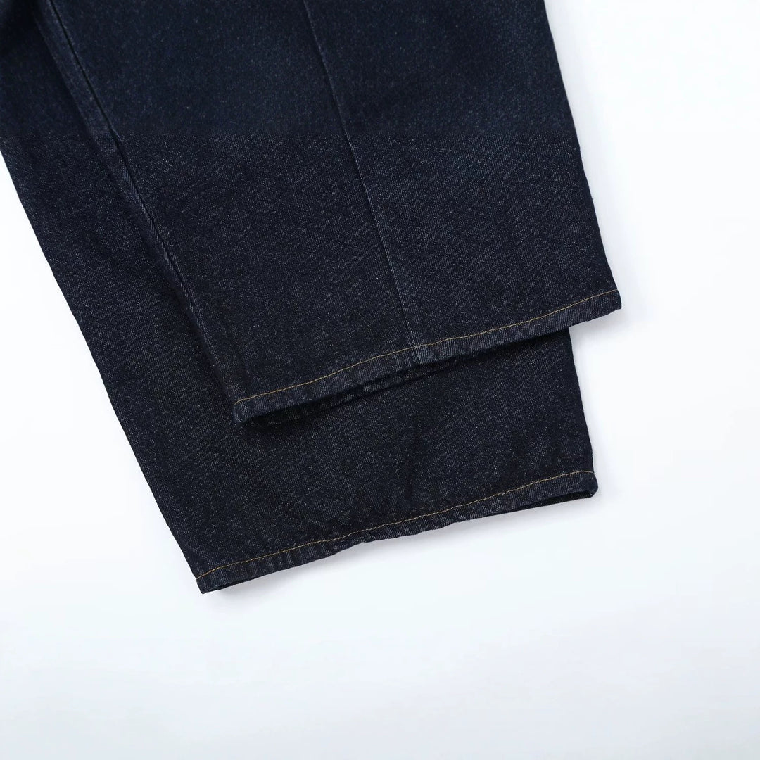 Damen Hochtaillierte weite Denim-Hose mit Bundfalten und zentraler Bügelfalte Nord Taschen