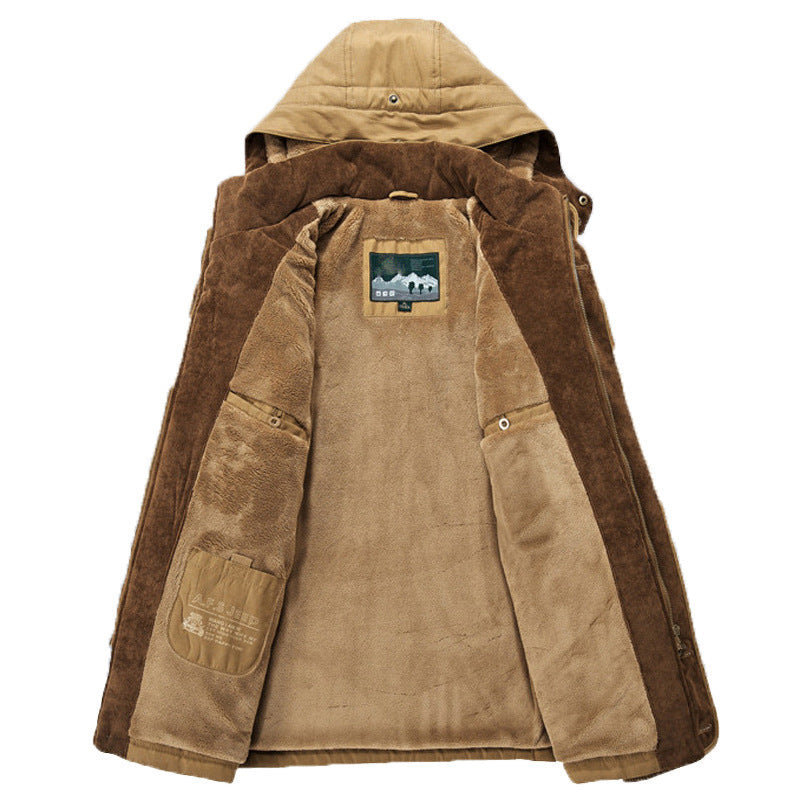Herren robuster Canvas-Fieldparka mit Cord-Kragen, Zipfront und Multifunktionstaschen Nord Taschen