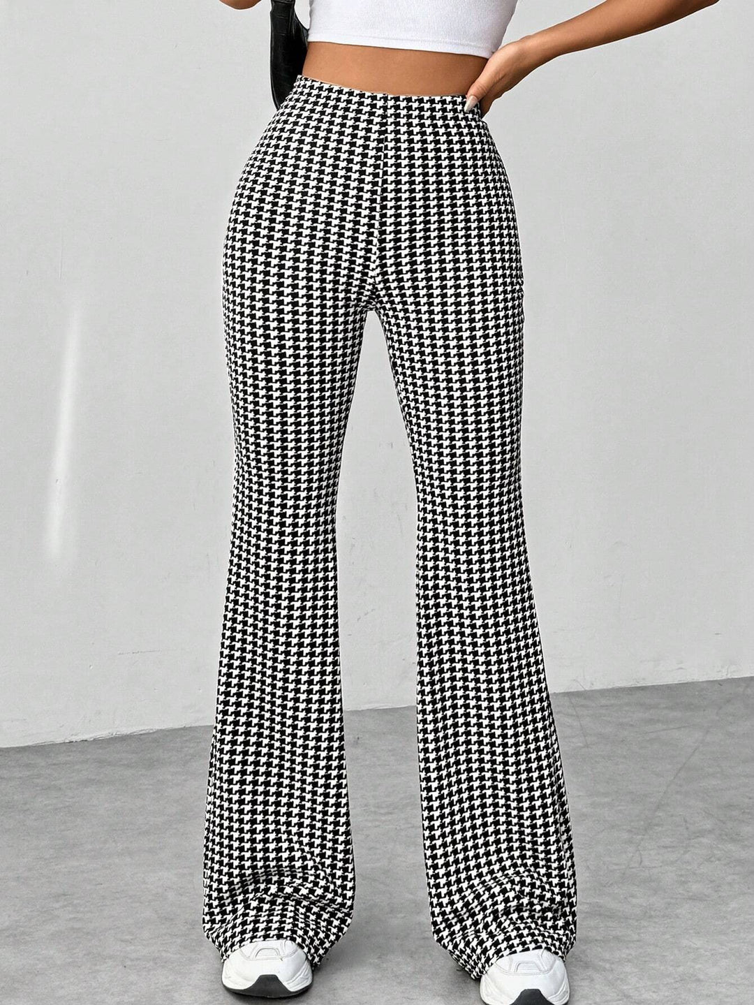Damen Stretch-Schlaghose mit hoher Taille und weitem Bein Nord Taschen