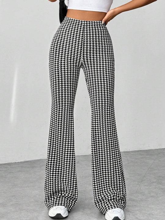 Damen Stretch-Schlaghose mit hoher Taille und weitem Bein Nord Taschen