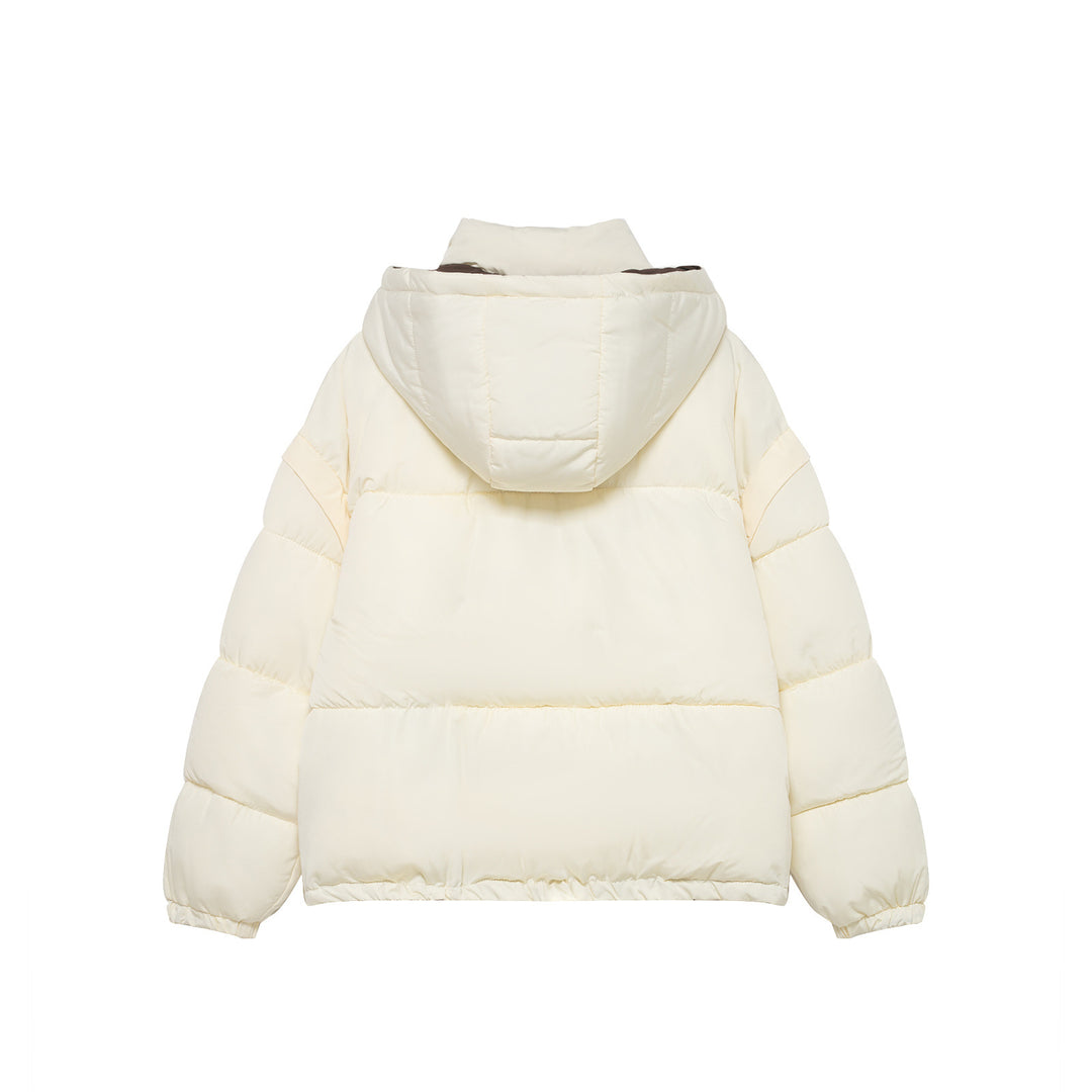 Damen Kurze Oversize-Steppjacke mit hohem Kragen und abnehmbarer Kapuze Nord Taschen