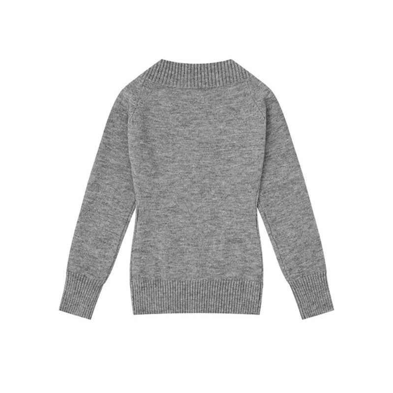 Damen Feinstrickpullover mit tiefem V-Ausschnitt, breitem Ripprand und legerer Passform Nord Taschen