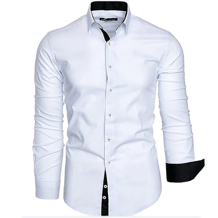 Herren elegantes Langarmhemd mit kontrastierenden Manschetten