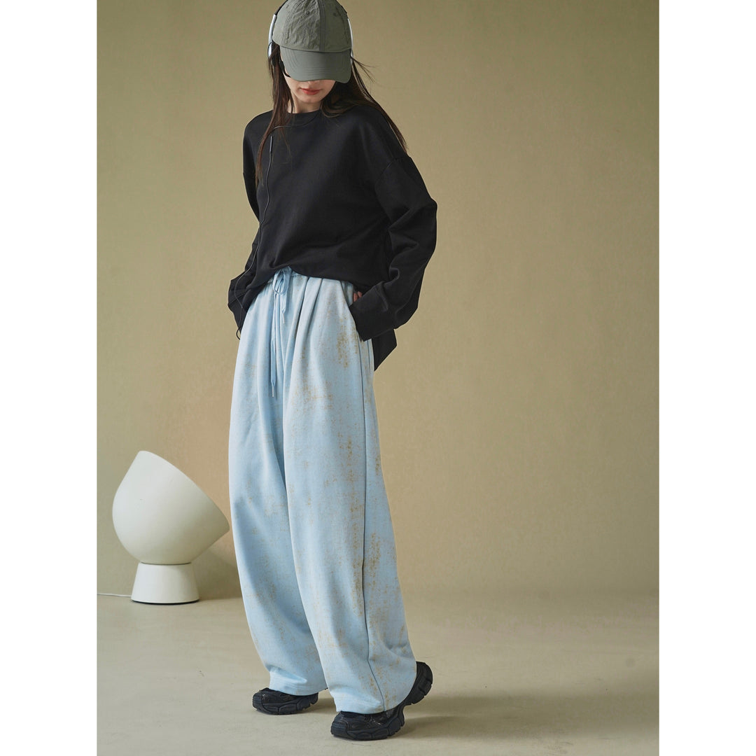 Damen Weite Lounge‑Palazzohose aus French‑Terry mit hohem Bund, Elastik und Kordelzug Nord Taschen