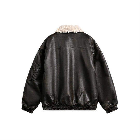 Herren Aviator-inspirierte Kunstleder‑Blousonjacke mit Teddy‑Umlegekragen und Ärmel‑Utilitytasche Nord Taschen