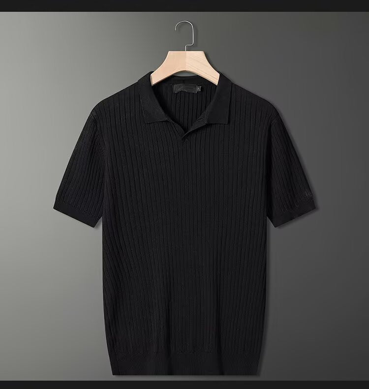 Herren Modisches Kurzarm-Strick Polohemd Nord Taschen
