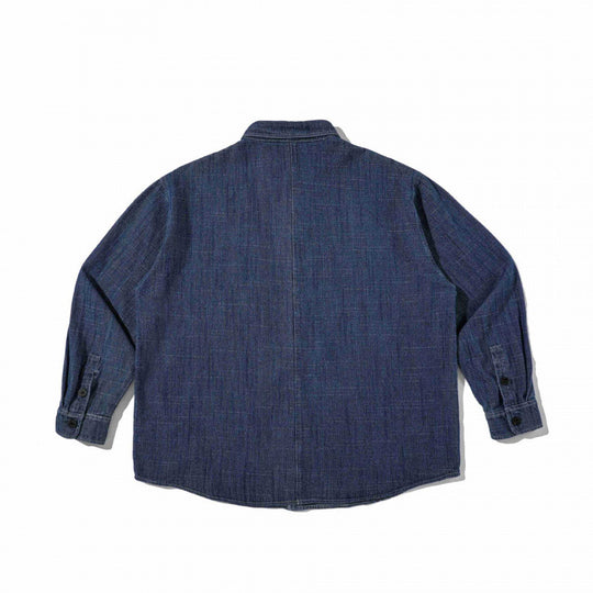 Unisex Kastenförmiges Denim-Overshirt im Worker-Look mit aufgesetzten Taschen und gerundetem Saum Nord Taschen