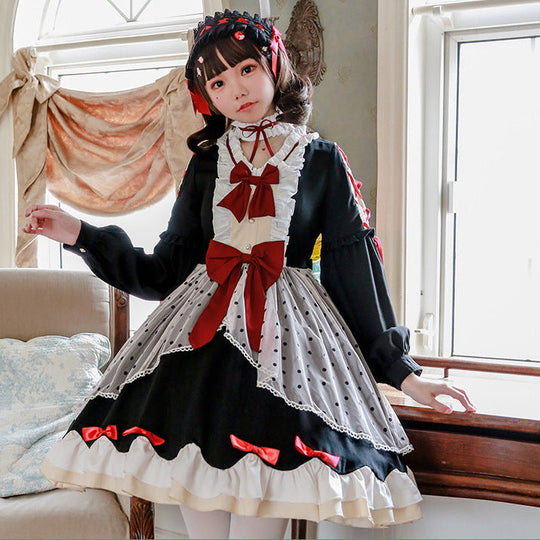 Damen Lolita-Kleid mit ausgefallenen Rüschendetails und Schleifen Nord Taschen
