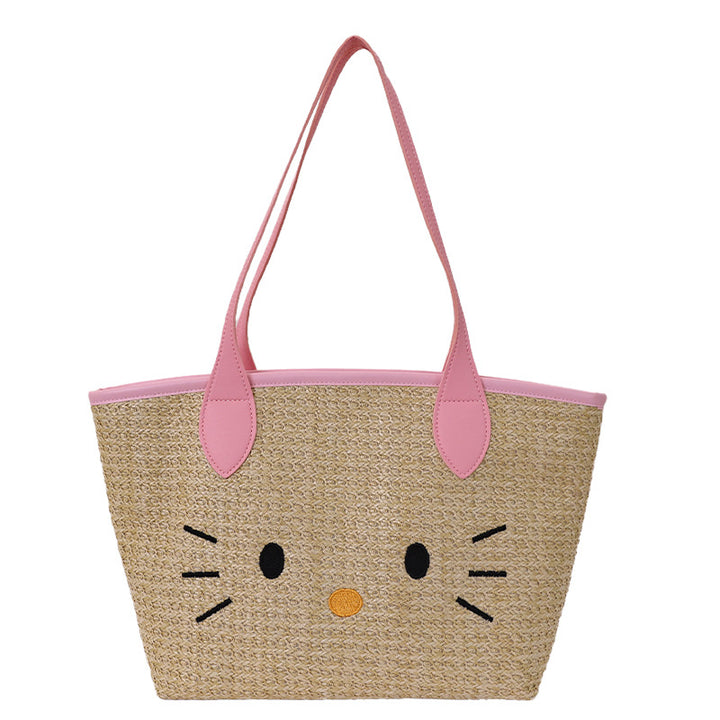 Damen stilvolle Basttasche mit süßem Tiermotiv Nord Taschen