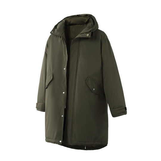 Unisex Wattierter langer Parka im Boxy-Cut mit Kapuze und Tunnelzugsaum Nord Taschen
