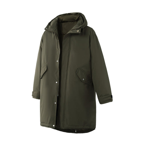 Unisex Wattierter langer Parka im Boxy-Cut mit Kapuze und Tunnelzugsaum Nord Taschen
