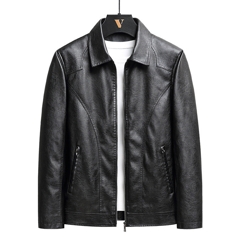 Herren schlanker Kunstleder-Fliegerblouson mit Hemdkragen und ergonomischen Nahtdetails Nord Taschen