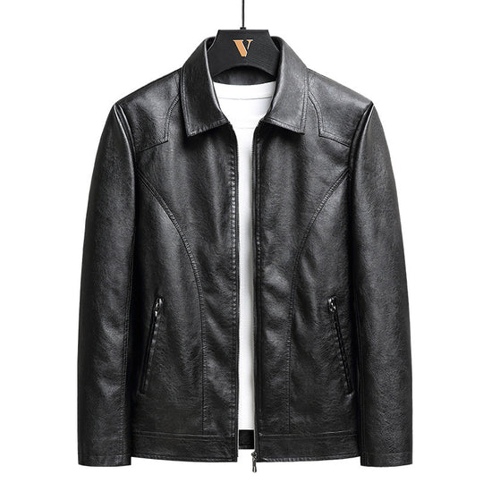 Herren schlanker Kunstleder-Fliegerblouson mit Hemdkragen und ergonomischen Nahtdetails Nord Taschen