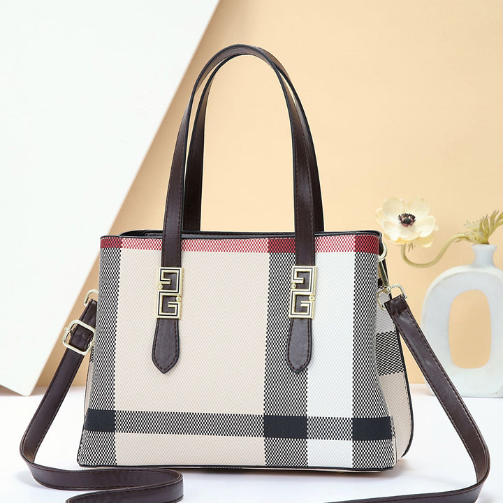 Damen Designer Handtasche mit stilvollem Karomuster und verstellbarem Schulterriemen Nord Taschen