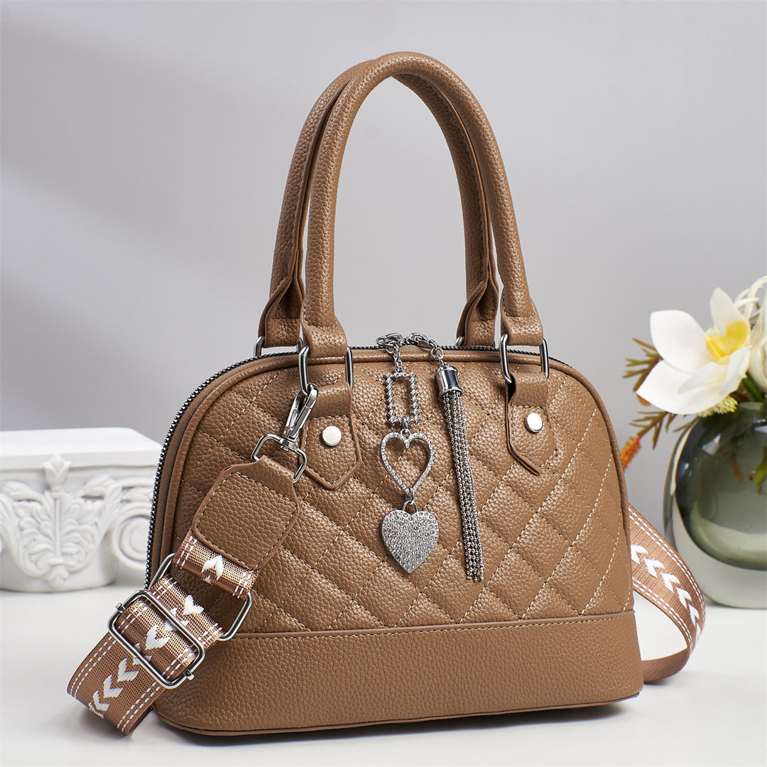 Damen elegante Handtasche mit elegantem Karomuster und modischen Anhängern Nord Taschen