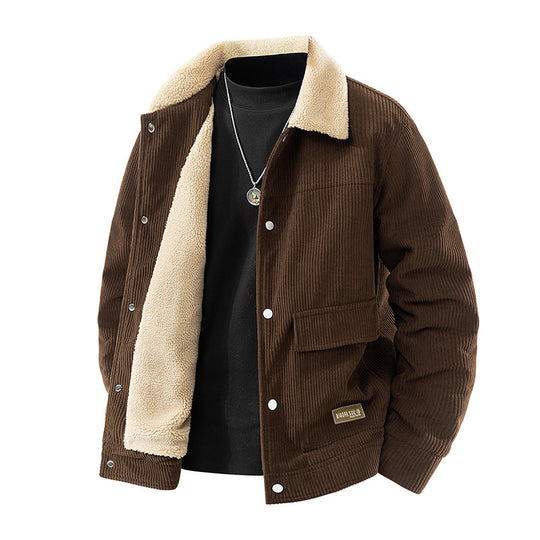 Herren Lässige Cordjacke mit Teddyfutter Nord Taschen