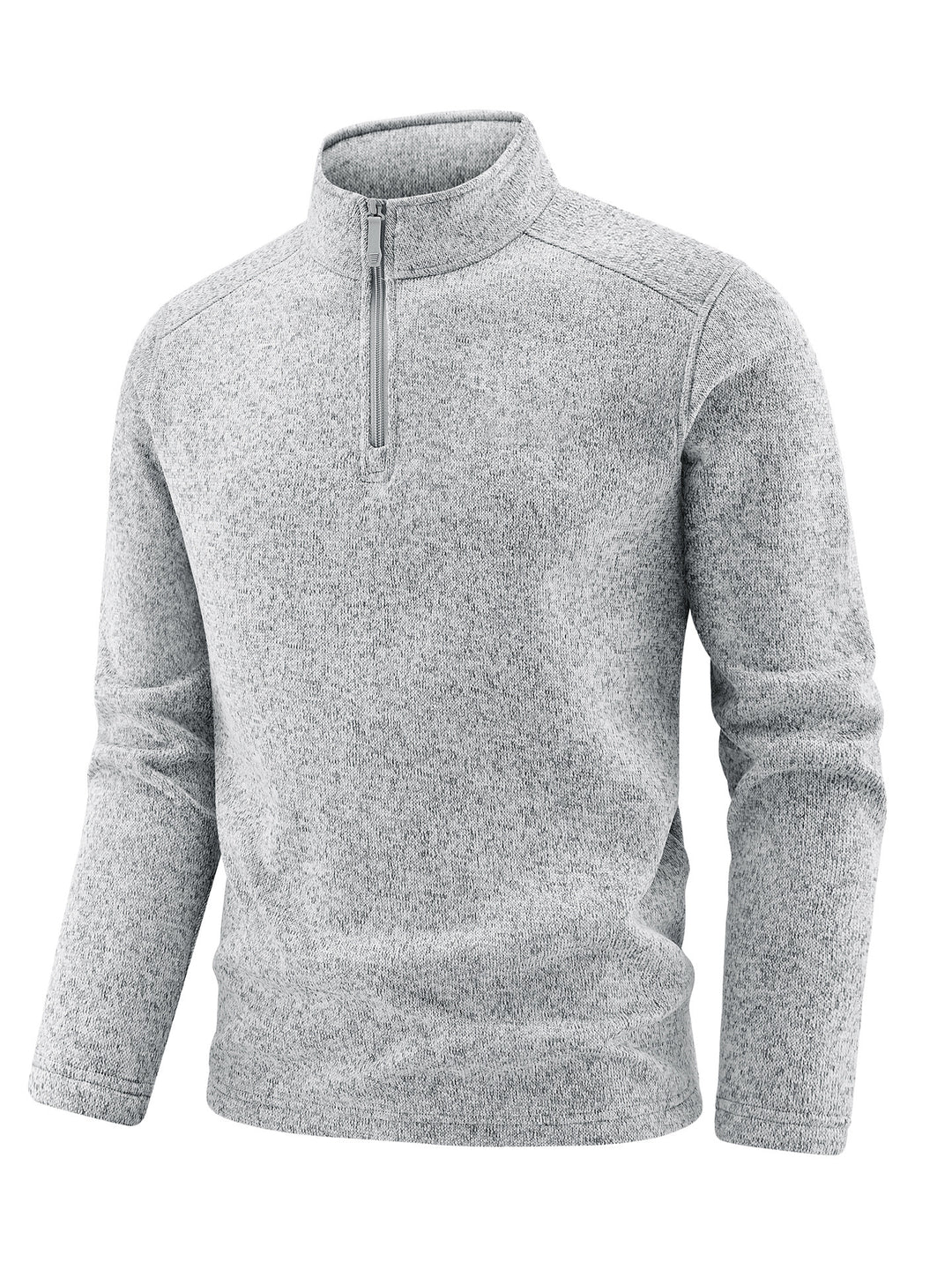 Herren Thermischer Strick-Fleecepullover mit halbem Reißverschluss und Stehkragen Nord Taschen