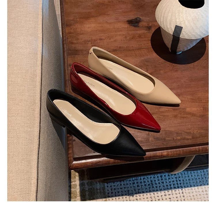 Damen elegante spitze Ballerinas aus hochwertigem Leder