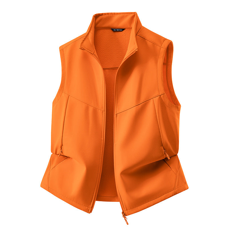 Damen Ärmellose Softshell-Weste mit Stehkragen, Stretchfutter und Zweiwege-Reißverschluss Nord Taschen