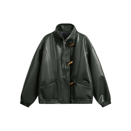 Unisex Kurz geschnittene Oversize-Jacke mit Knebelverschlüssen, hohem Stehkragen und elastischem Saum Nord Taschen
