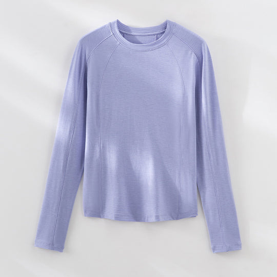 Damen Leichtes Longsleeve-Feinstrickshirt mit Raglanärmeln und Rundhalsausschnitt Nord Taschen