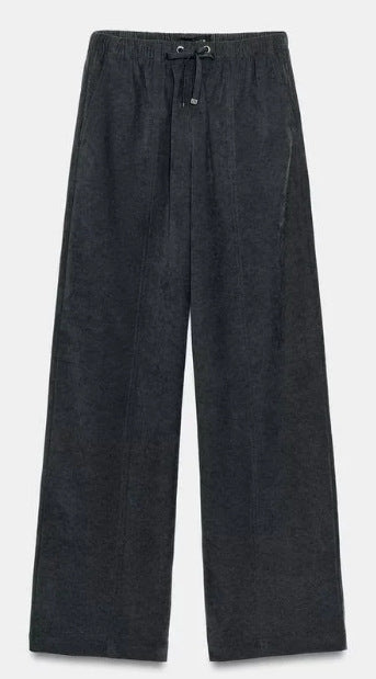 Damen Weite High-Waist-Hose mit elastischem Bund und Kordelzug Nord Taschen