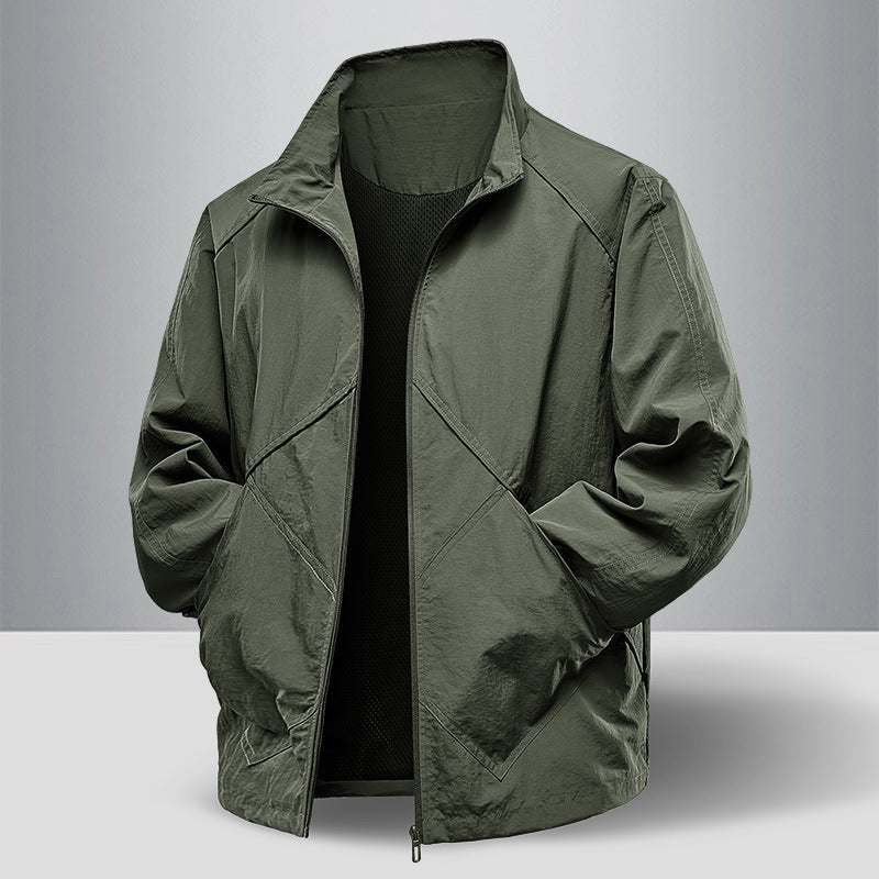 Herren Leichte technische Zip‑Jacke mit Stehkragen, Raglanärmeln & Utility‑Einsätzen Nord Taschen