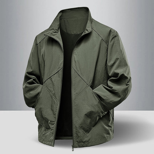Herren Leichte technische Zip‑Jacke mit Stehkragen, Raglanärmeln & Utility‑Einsätzen Nord Taschen