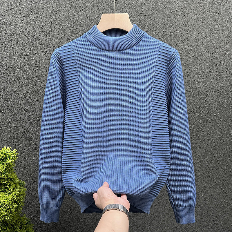 Damen Feinstrickpullover mit strukturierter Waffel- und Rippenstruktur und Stehkragen Nord Taschen