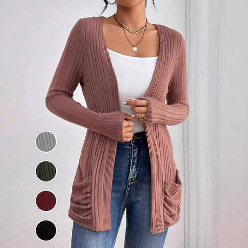 Damen Lässige und warme Strickjacke Nord Taschen