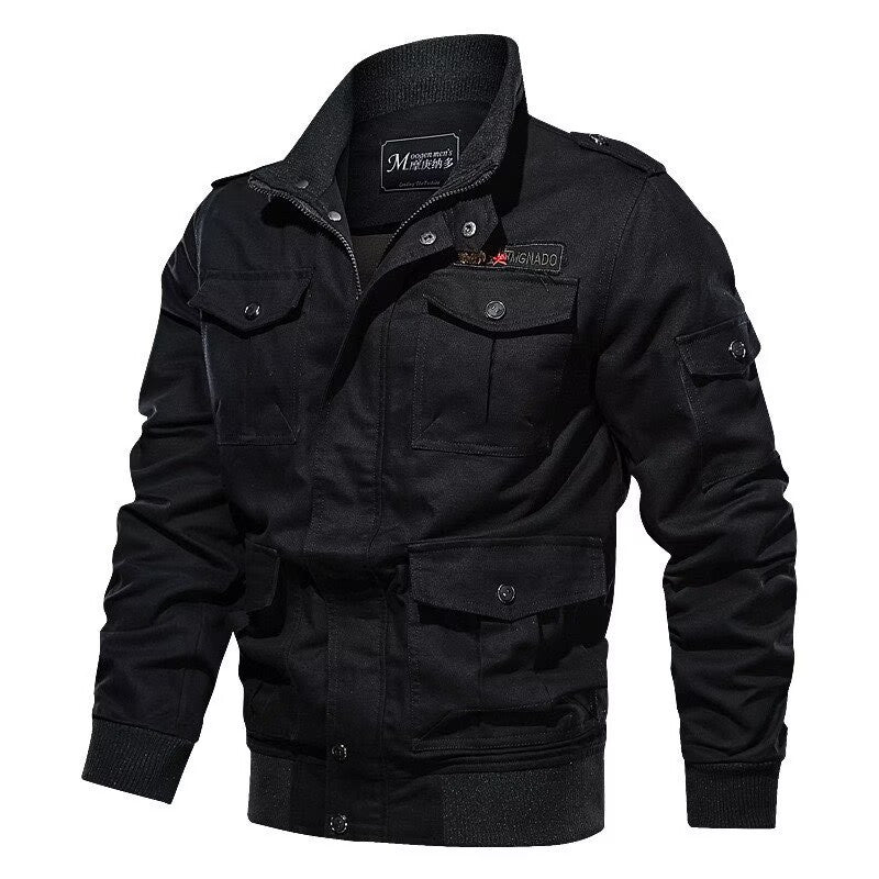 Herren Militärinspirierte Canvas-Fieldjacke mit Schulterklappen und Multifunktions-Taschen Nord Taschen