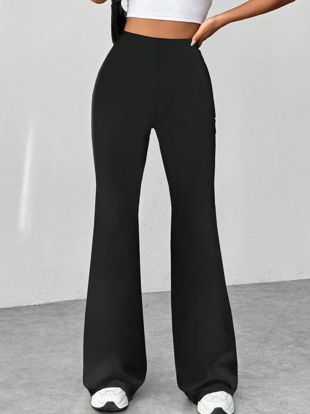 Damen Stretch-Schlaghose mit hoher Taille und weitem Bein Nord Taschen