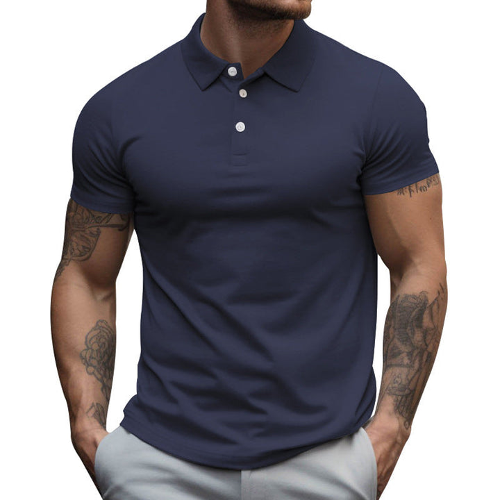 Herren nan tailliertes elastisches Piqué-Poloshirt mit klassischem Kragen