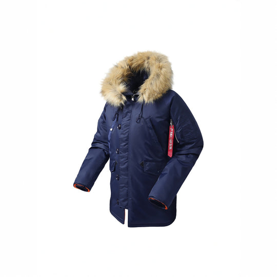Herren langer isolierter Parka mit Kunstfellkapuze und Thermowattierung Nord Taschen