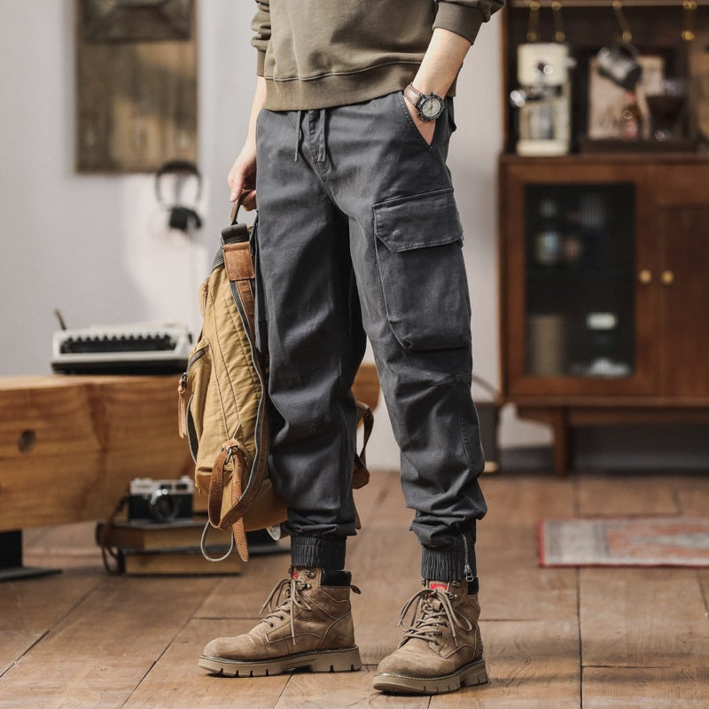 Herren Cargo-Jogginghose mit Kneebel-Taschen, Tunnelzugbund und gerafften Bündchen Nord Taschen