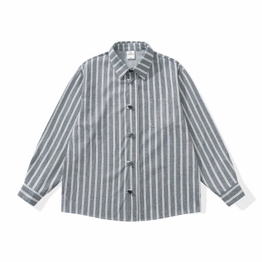 Damen Gestreifte Overshirt‑Hemdjacke mit Brusttasche Nord Taschen